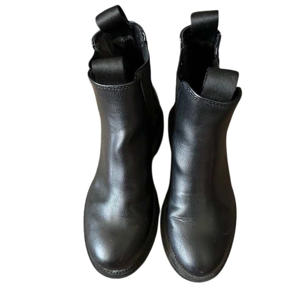 Black Boots Faux Leather Lug Sole Ankle Booties Women Size‎ 36/6 prairie peasant